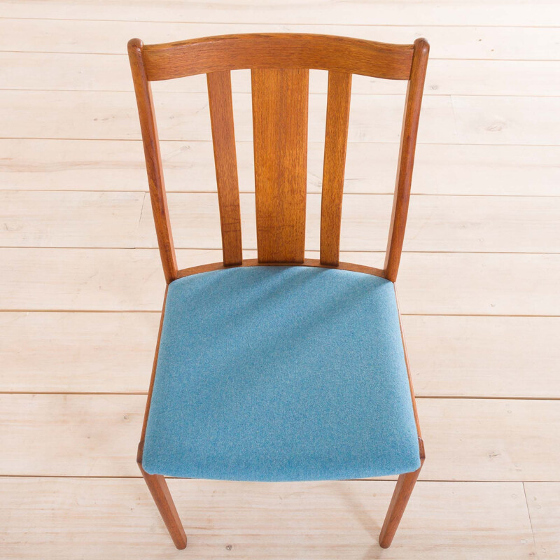 Set di 4 sedie danesi rivestite in teak blu