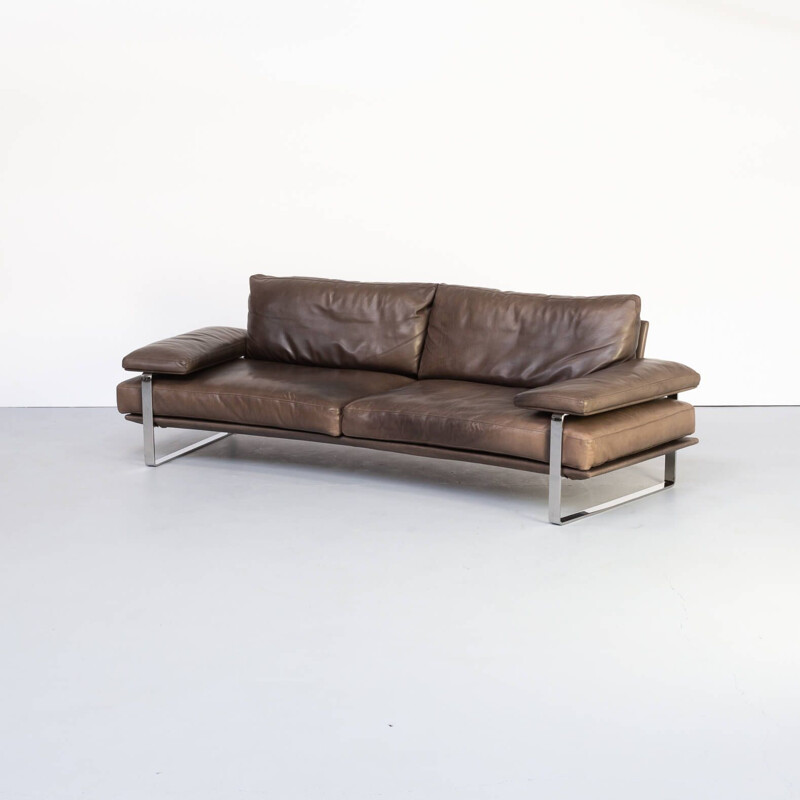 Vintage 'Still Sdc250' large curved sofa in brown leather for Molteni & C Foster & Partners