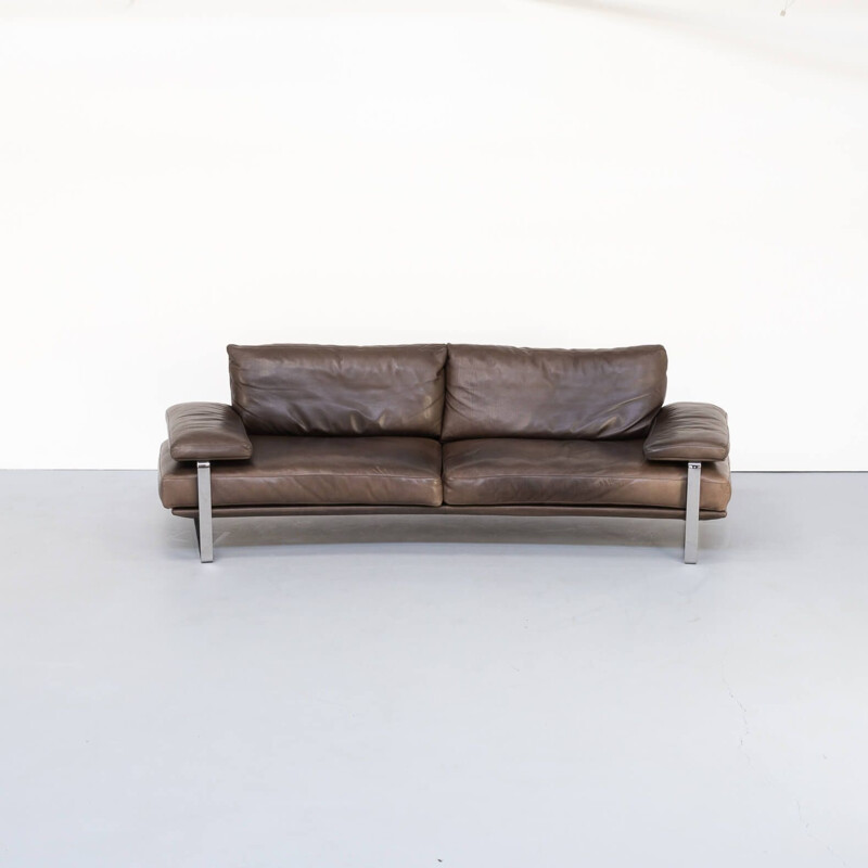 Vintage 'Still Sdc250' large curved sofa in brown leather for Molteni & C Foster & Partners