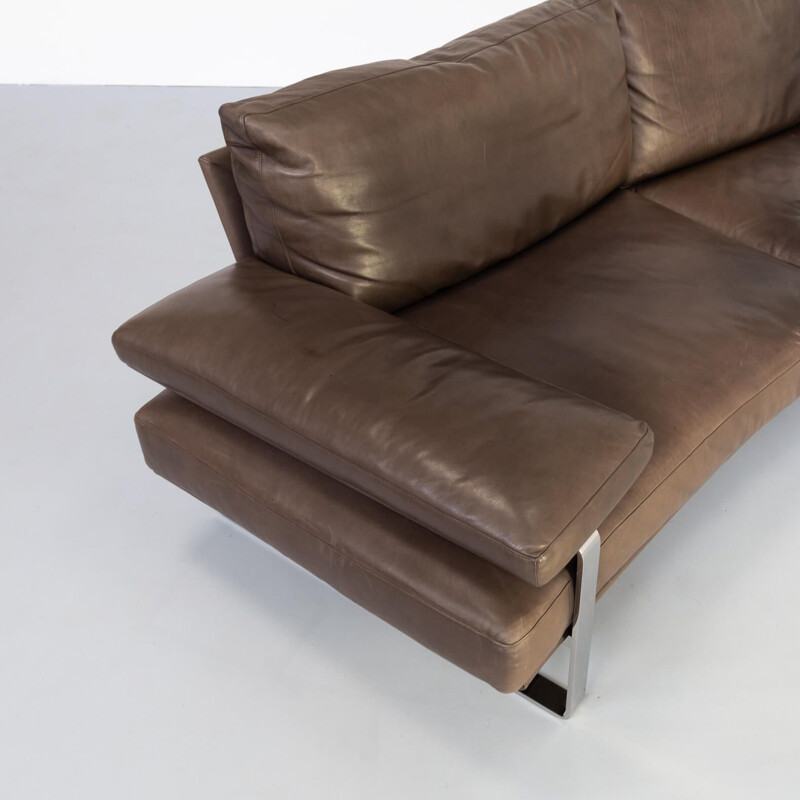 Vintage 'Still Sdc250' large curved sofa in brown leather for Molteni & C Foster & Partners