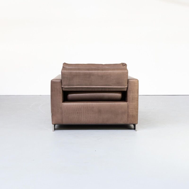 Paire de fauteuils Vintage Hannes Wettstein 'reversi' en cuir pour Molteni & C