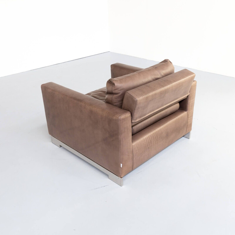 Paire de fauteuils Vintage Hannes Wettstein 'reversi' en cuir pour Molteni & C