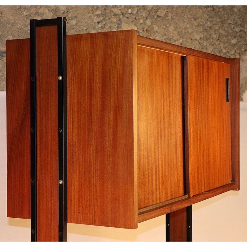 Bibliothèque vintage modulable en bois et métal, 1960