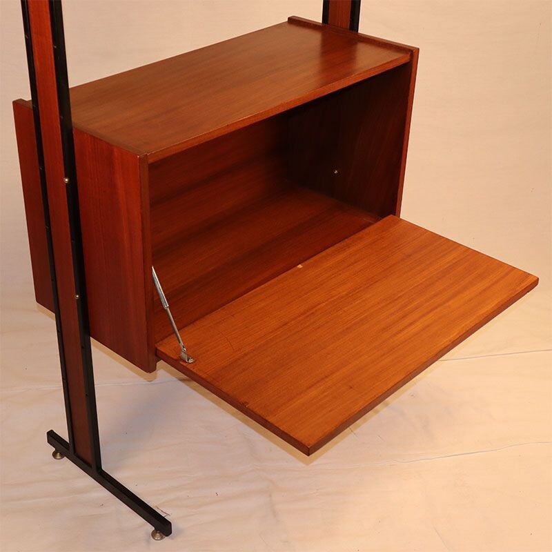 Vintage modular bookcase in wood and metal, 1960