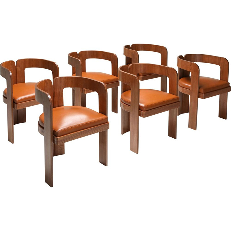 Set of 6 Vintage Dining Chairs Marzio Cechi 1970s