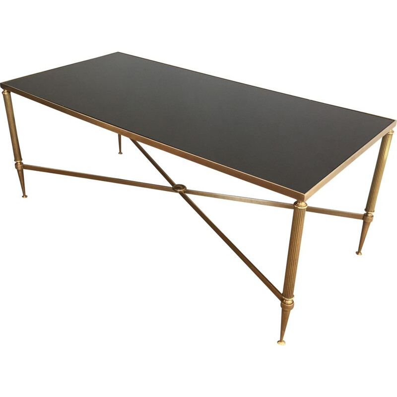 Vintage neoclassical brass coffee table, France 1940