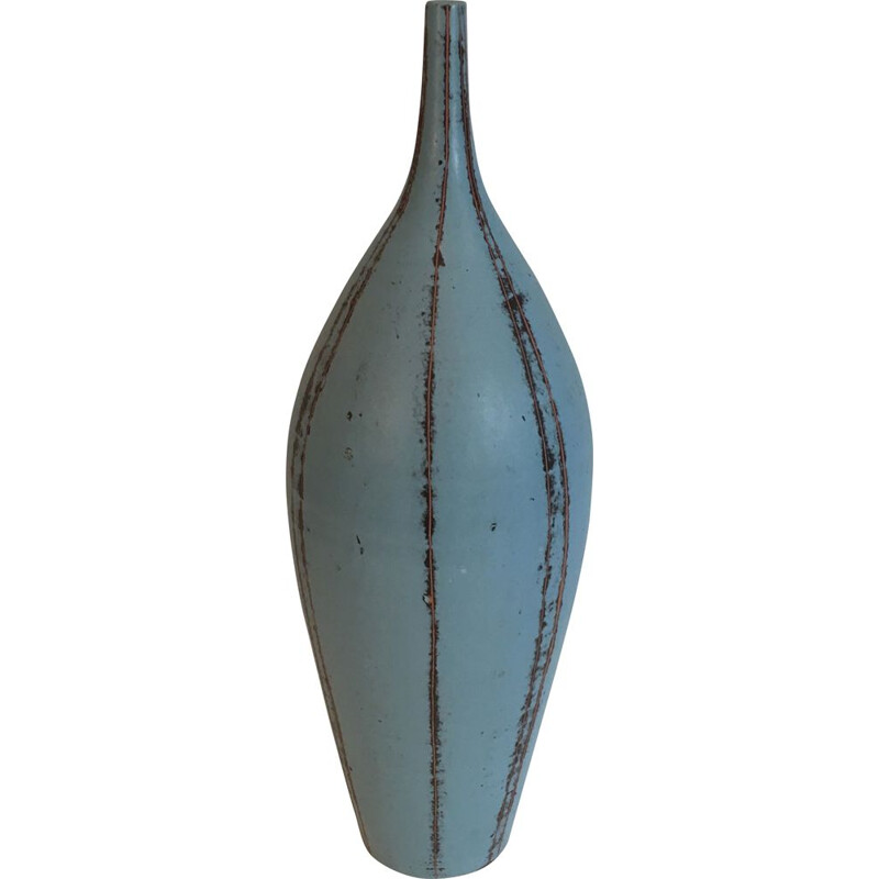 Vintage ceramic vase in blue tones, 1970