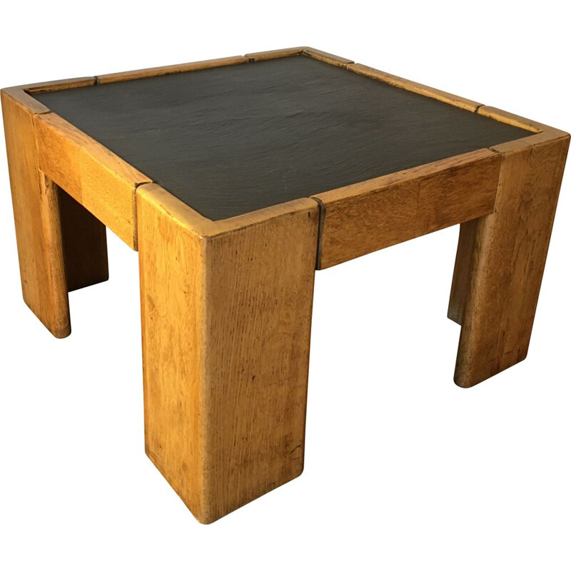 Vintage brutalism coffee table Slate top 
