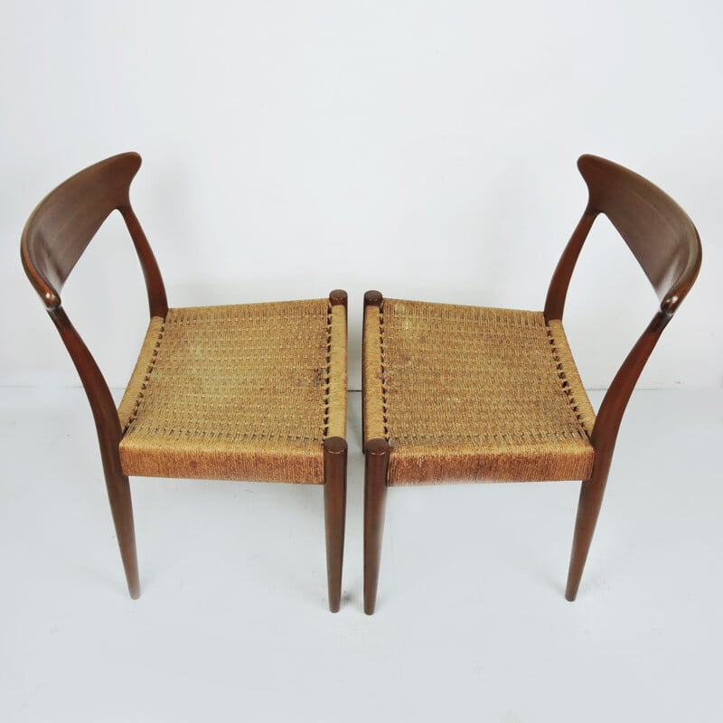 Set of 6 vintage Teak Dining Chair by Arne Hovmand-Olsen for Mogens Kold Danish 1950s