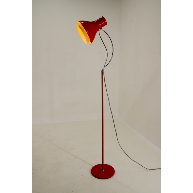 Vintage Red Adjustable Floor Lamp by Josef Hurka for Napako, 1960s