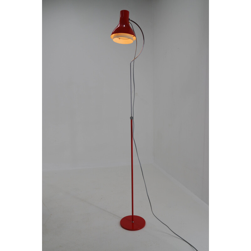 Vintage Red Adjustable Floor Lamp by Josef Hurka for Napako, 1960s