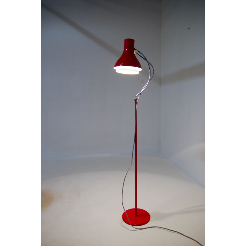 Vintage Red Adjustable Floor Lamp by Josef Hurka for Napako, 1960s