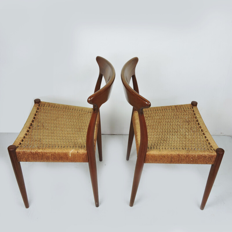 Set of 6 vintage Teak Dining Chair by Arne Hovmand-Olsen for Mogens Kold Danish 1950s