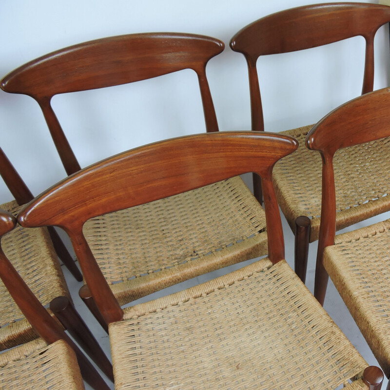 Set of 6 vintage Teak Dining Chair by Arne Hovmand-Olsen for Mogens Kold Danish 1950s