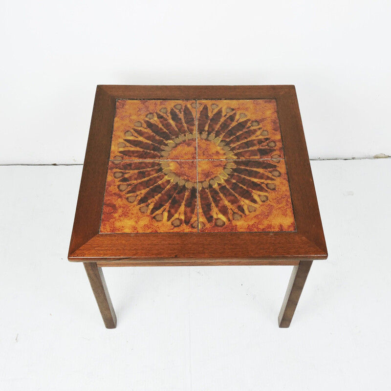 Vintage Tiled Top Coffee Table By Moblerfabrikken Toften Danish 1970s