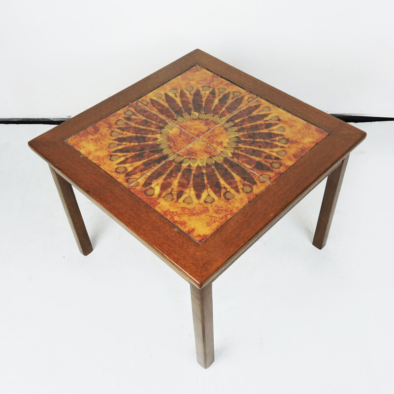 Vintage Tiled Top Coffee Table By Moblerfabrikken Toften Danish 1970s