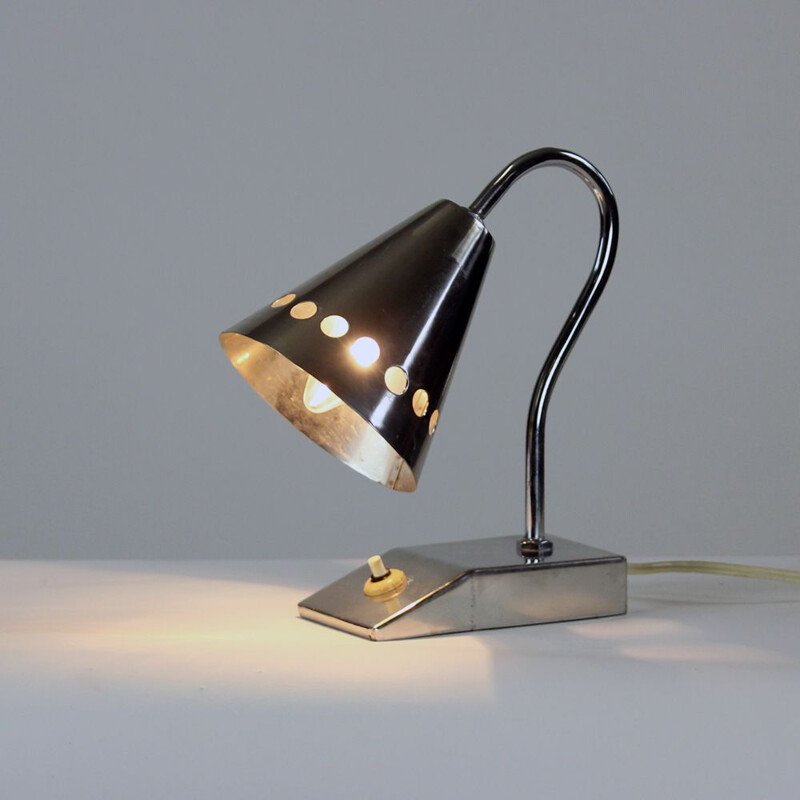 Midcentury Table Lamp In Full Chrome Finish Czechoslovakia 1960s
