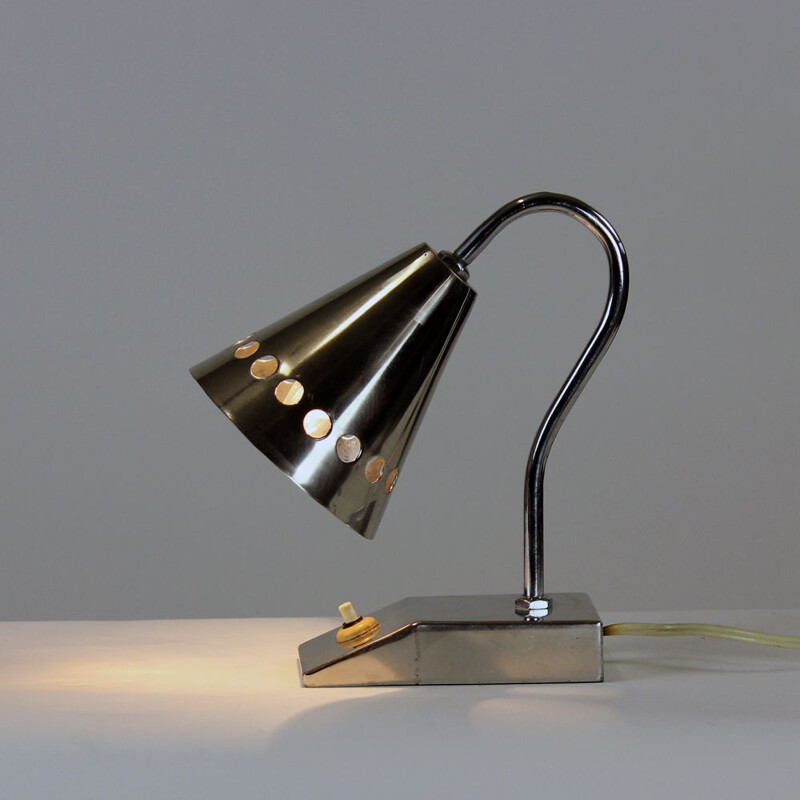 Midcentury Table Lamp In Full Chrome Finish Czechoslovakia 1960s