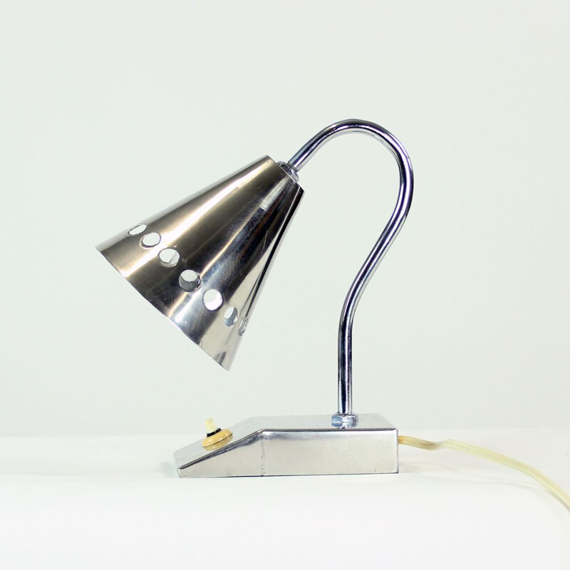 Midcentury Table Lamp In Full Chrome Finish Czechoslovakia 1960s