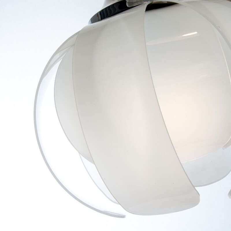 Vintage ceiling light in methacrylate and chromed metal. Spain, 1970