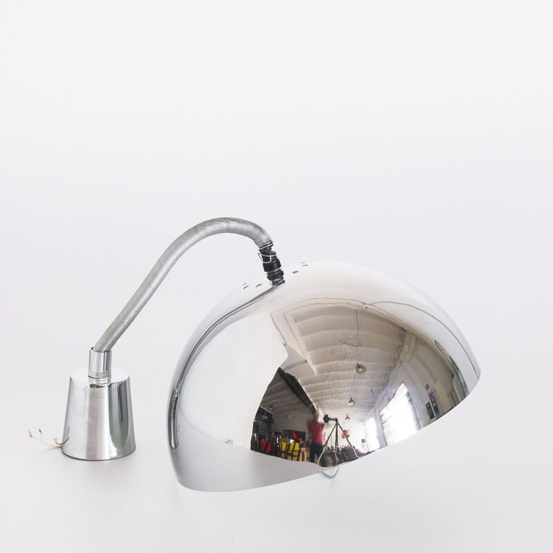 Vintage verchroomde metalen plafondlamp, Frankrijk 1970