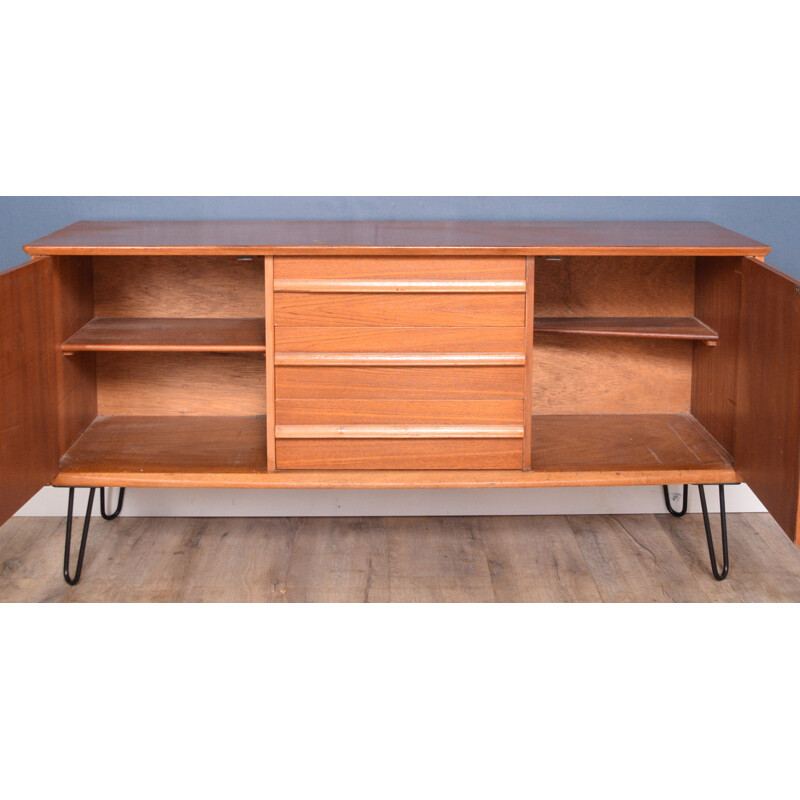 Vintage Teak Short Jentique Sideboard Hairpin Legs TV Cabinet 1960s