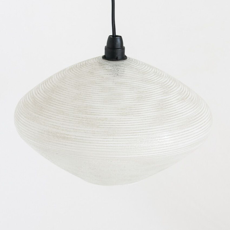 Vintage ceiling light in white translucent glass, France, 1960