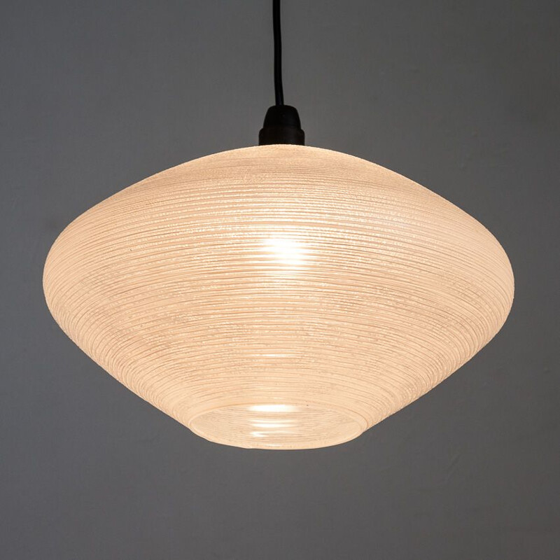 Vintage ceiling light in white translucent glass, France, 1960