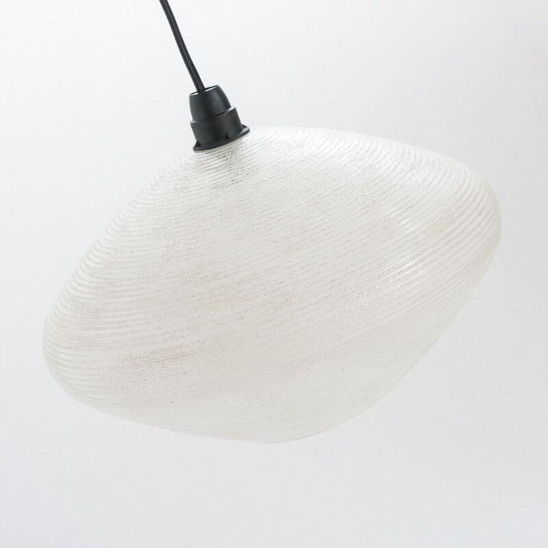 Vintage ceiling light in white translucent glass, France, 1960