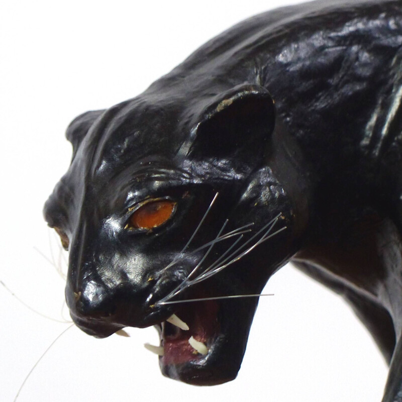 Vintage black leather panther painting, England