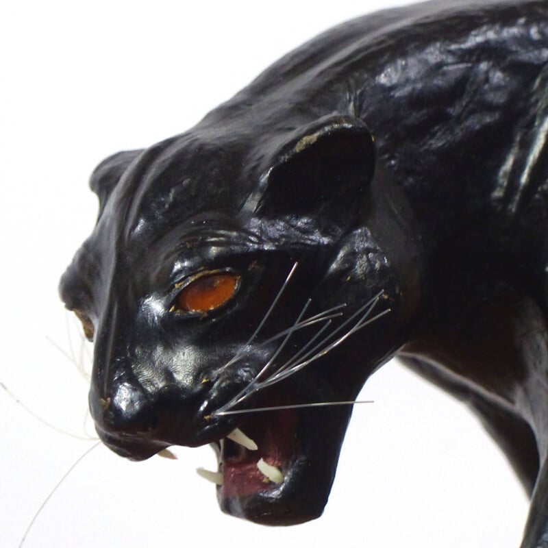 Vintage-Panther-Bild aus schwarzem Leder, England