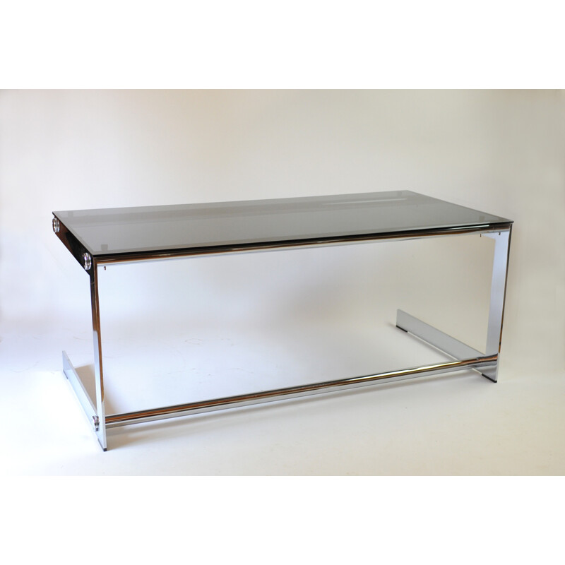 Airborne desk in chrome and glass, Gilles BOUCHEZ - 1970s