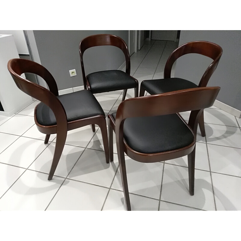 Suite of 4 vintage Baumann dining chairs, gondola model 1970