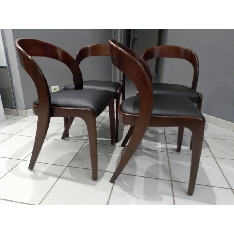 Suite of 4 vintage Baumann dining chairs, gondola model 1970