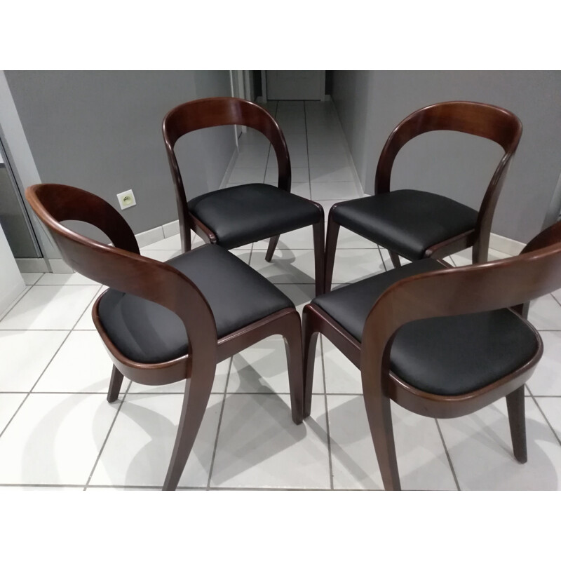 Suite of 4 vintage Baumann dining chairs, gondola model 1970