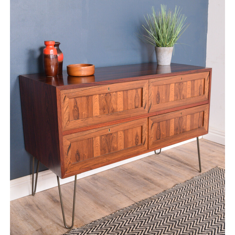 Vintage Rosewood Danish Chest Of Drawers Sideboard Cabinet