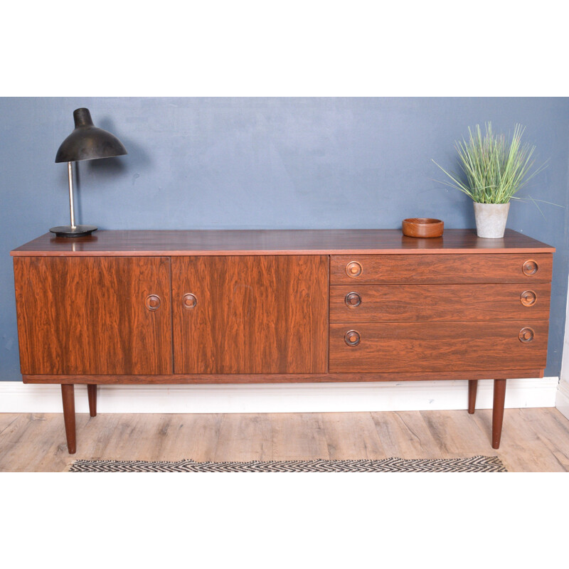 Long vintage Greaves & Thomas Sideboard Cabinet Rosewood 1970s