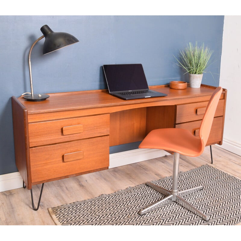 Vintage desk Teak White & Newton Of Portsmouth Desk Hairpin Legs 1960s