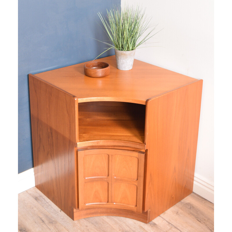 Vintage Teak Squares Corner TV Cabinet Nathan 1960s