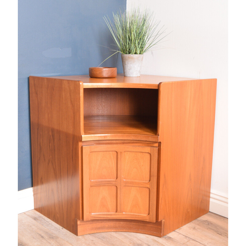 Vintage Teak Squares Corner TV Cabinet Nathan 1960s