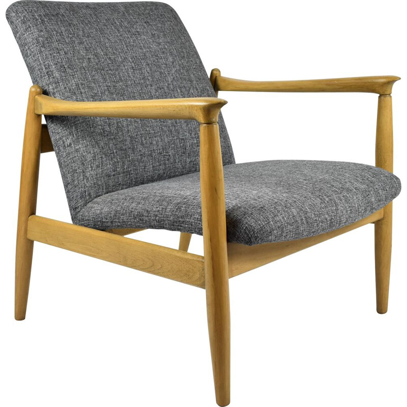 Poolse vintage fauteuil GFM64, ontwerp E.Homa, grijs 1960