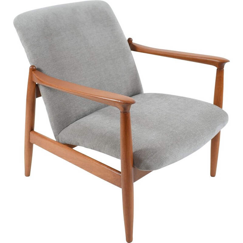 Vintage armchair GFM64, Poland grey 1960s