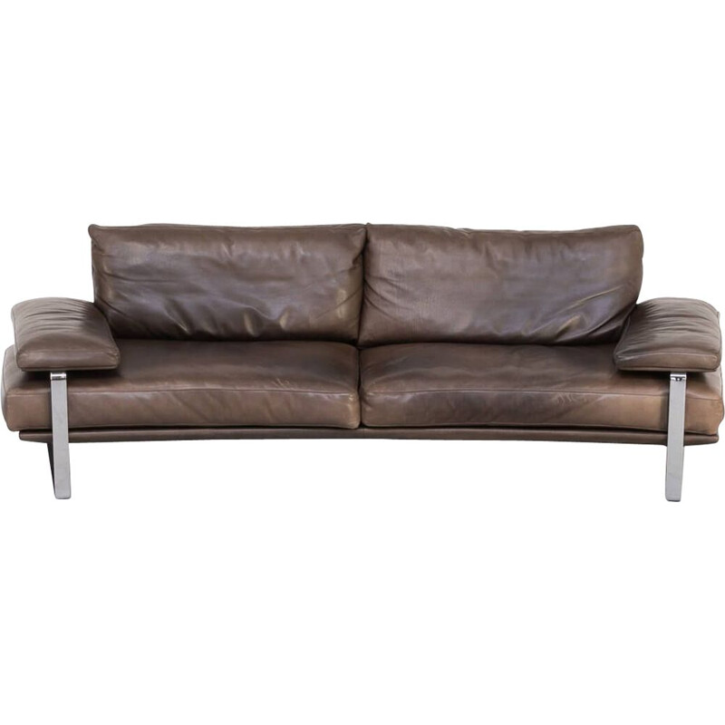 Vintage 'Still Sdc250' large curved sofa in brown leather for Molteni & C Foster & Partners