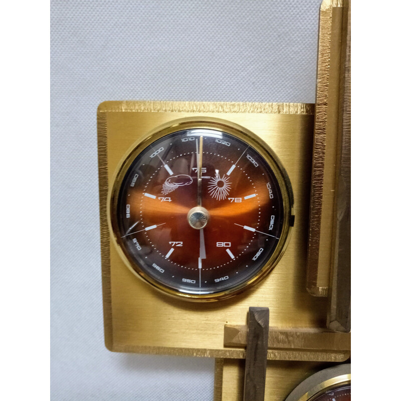 Vintage barometer & weather station in brass 1960s