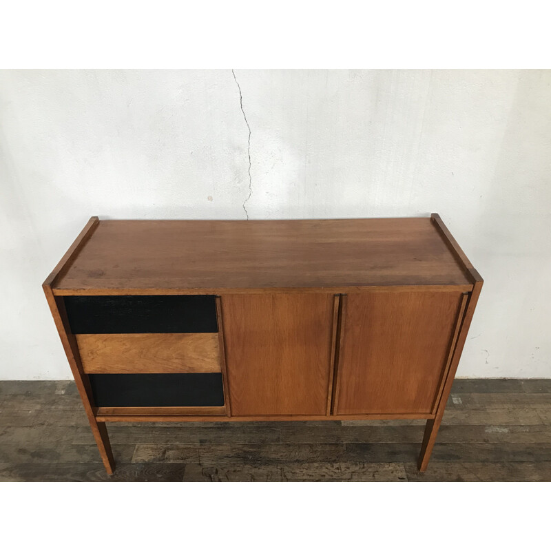 Enfilade vintage meuble tv chêne clair scandinave 1950