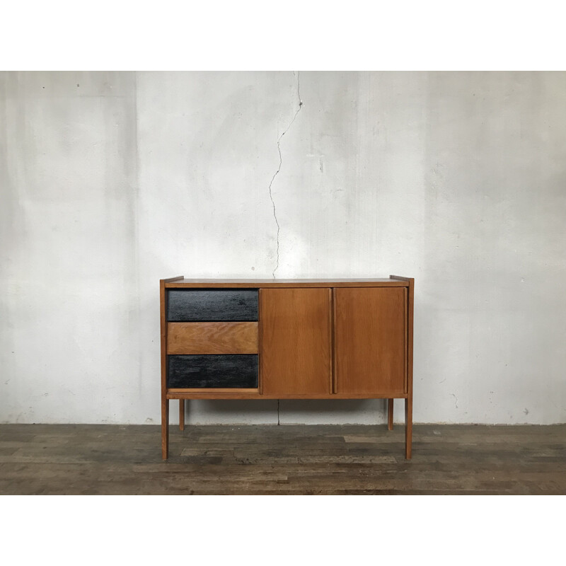 Enfilade vintage meuble tv chêne clair scandinave 1950
