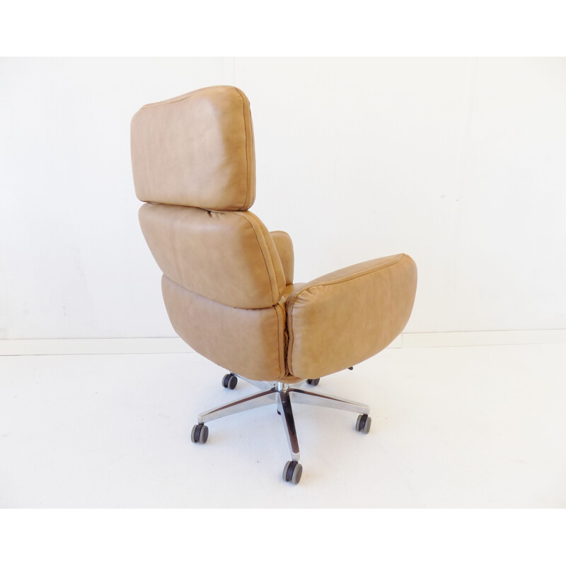 Vintage office armchair Otto Zapf Topstar leather 1970s