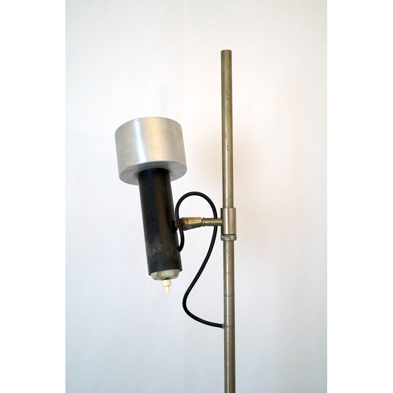 Vintage Nickel and lacquer floor lamp with orientable diffuser by Stilux Milano 1960