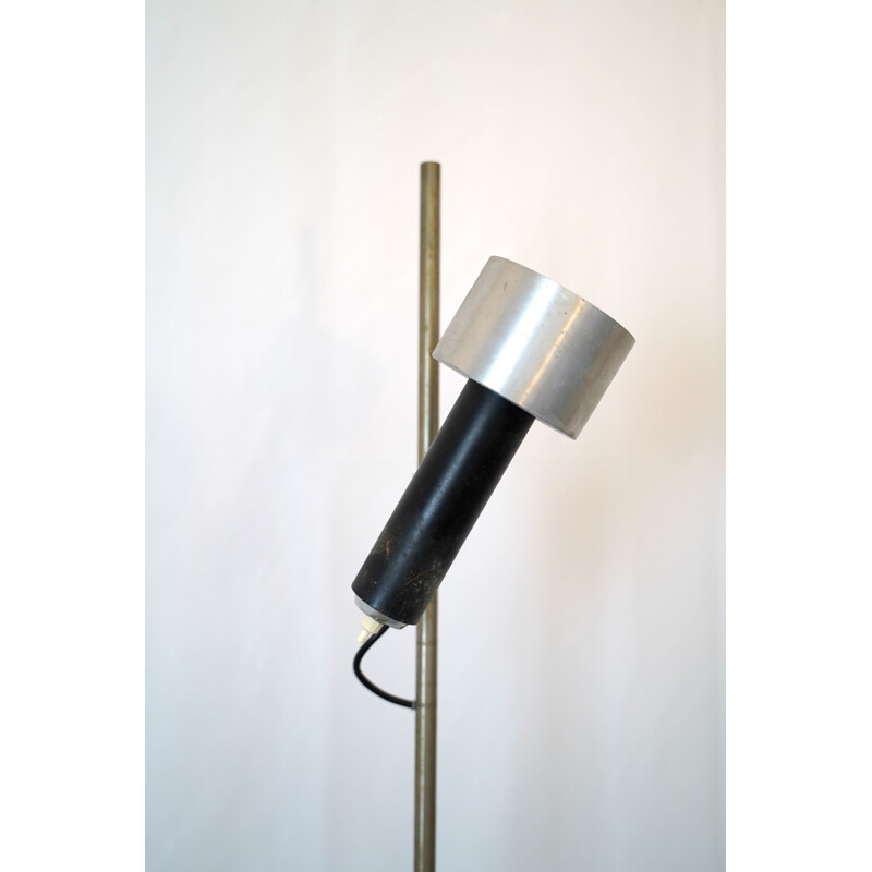 Lámpara de pie vintage de níquel y laca con difusor regulable de Stilux Milano 1960