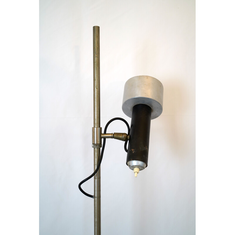 Vintage Nickel and lacquer floor lamp with orientable diffuser by Stilux Milano 1960